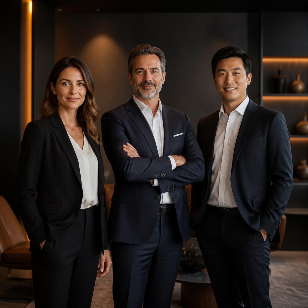 Trevaska executive team in a refined corporate lounge